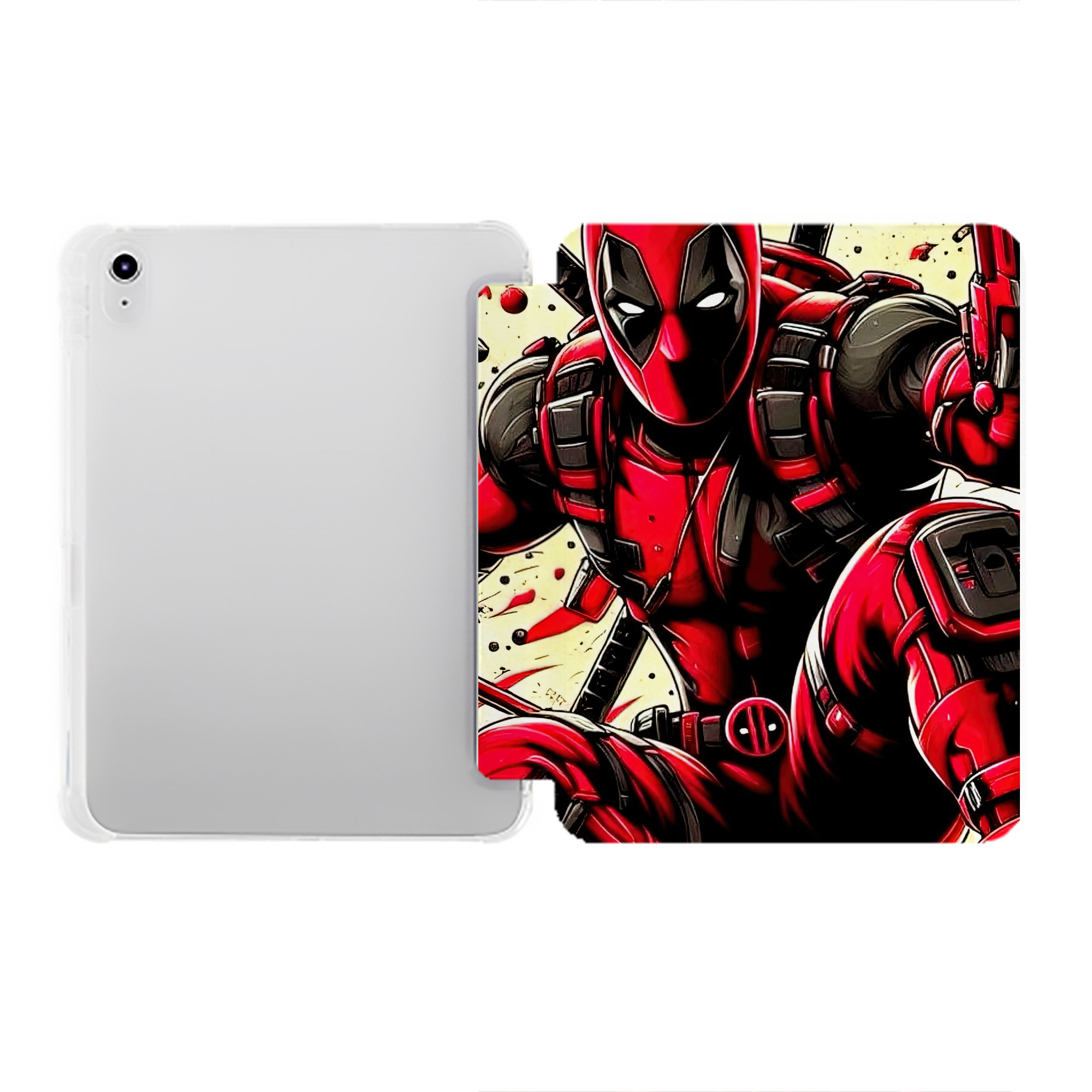 （画像用） Deadpool デッドプール IPad ケース ペン収納付き 三つ折りスタンド PUレザー×シリコン 対応機種9.5/10.5/10.9インチ